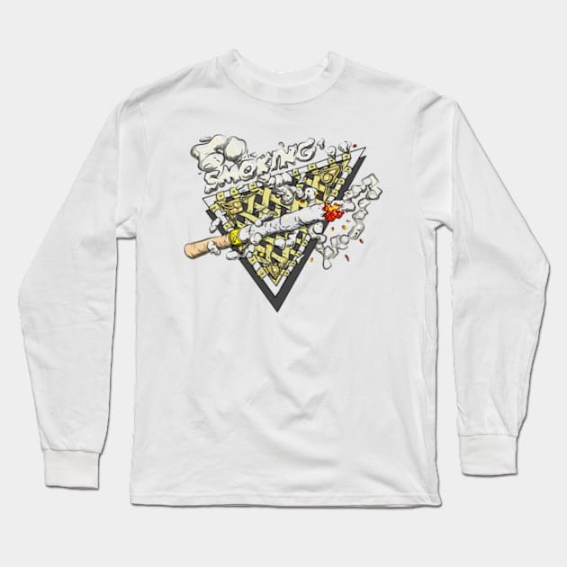 Smoking Long Sleeve T-Shirt by Bad Artist